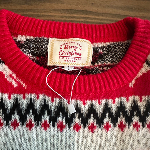 Women's G&J Red Green Rudolph Run Christmas Crew Neck Ugly Holiday Sweater L - Picture 2 of 7